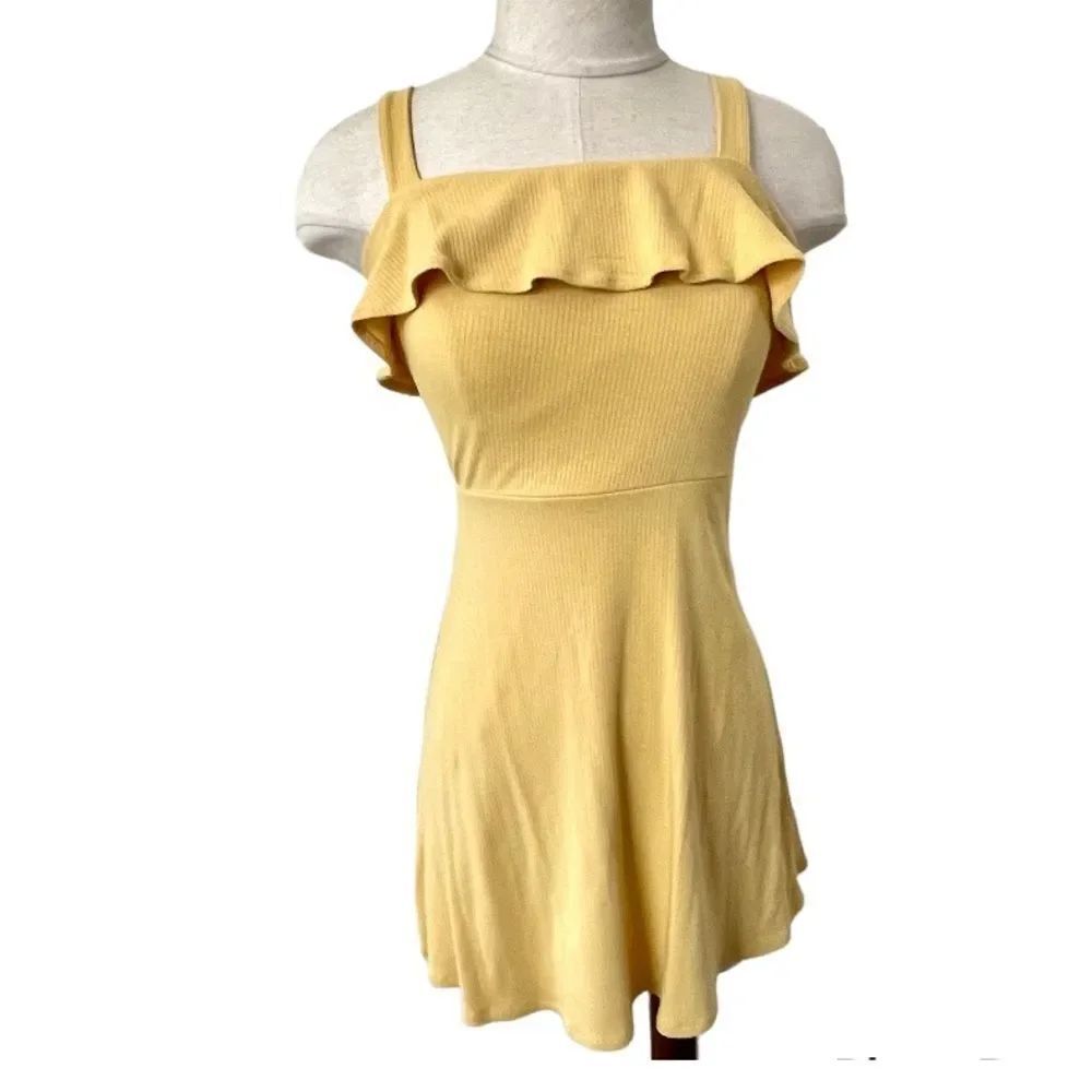 Forever 21 yellow tank ruffle overlay dress